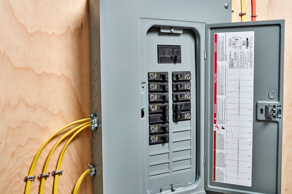 Electrical box in a garage